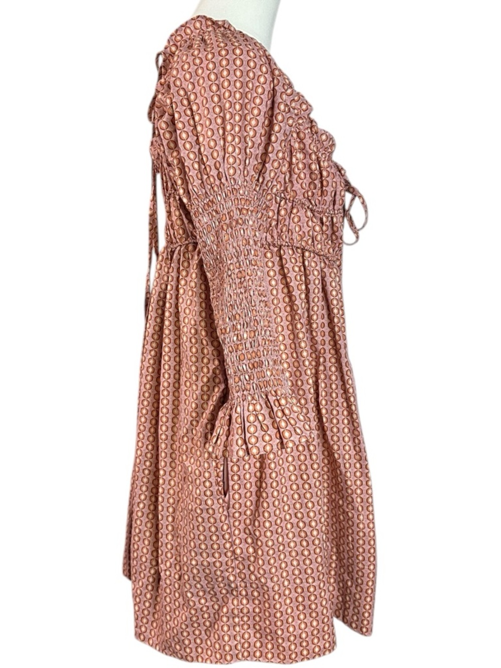 Free People Retro 70s Babydoll Star Dip Mini Dress in Red Combo Size Small - Picture 8 of 13
